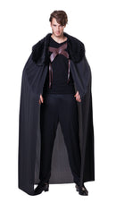 Cape Mens Hooded Black With Collar Adult Costume Male 1
