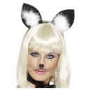 Cat Ears Black with Marabou Trim Headband Adult Costume Accessory 1