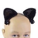 Cat Ears On Hair Clips Black Sequin 3