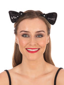 Cat Ears On Hair Clips Black Sequin 1