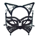 Cat Mask with Ears on Headband Gothic Black Lace 1