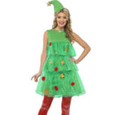 Christmas Tree Costume Adult Green Red Dress Hat 1