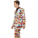 Comic Strip Mens Suit Stand Out Red White 3