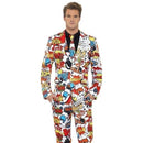 Comic Strip Mens Suit Stand Out Red White 1