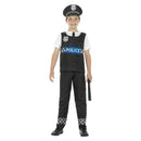 Cop Costume Kids Black White Top Trousers and Hat 1