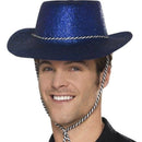 Cowboy Glitter Hat Adult Blue 1