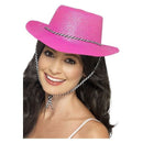 Cowboy Glitter Hat Adult Neon Pink 2