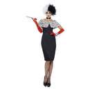 Cruella Devile Costume Evil Madame Ladies Black Dress 1