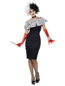 Cruella Devile Costume Evil Madame Ladies Black Dress 3