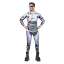 Cyber Space Alien Costume Adult Multi Coloured Bodysuit 1