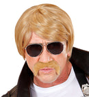 Blond Undercover Agent Wig With Moustache & Sunglasses In Box
