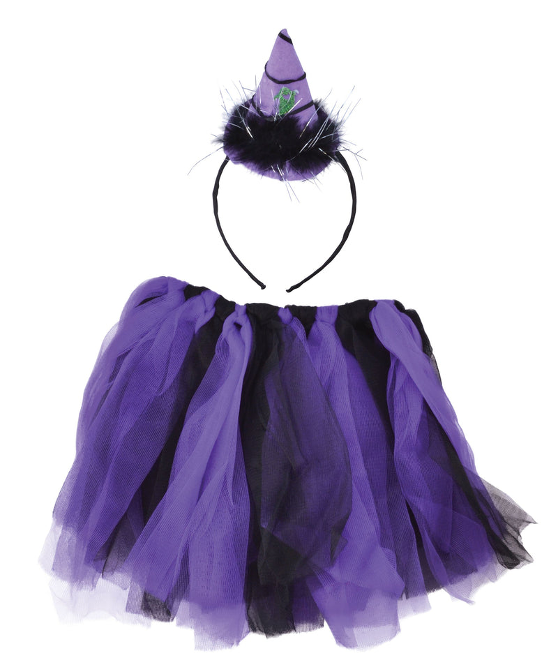 Womens Witch Tutu Purple Black + Headband Instant Disguises Female Halloween Costume_1 DS166