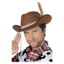 Dallas Hat Brown Felt with Feather Adult Cowboy Costume Accessory 1
