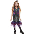 Dark Mermaid Costume Child Purple Fishtail Dress with Skeleton Print and Organza Trim 1