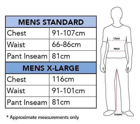 Size Chart Day Of The Dead Man Costume