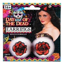 Day of The Dead Rose Earrings Costume Accessory 1
