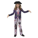 Deluxe Jolly Rotten Pirate Girl Costume Kids Sublimation Print Blue Top Trousers and Hat 1