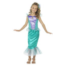 Mermaid Costume Kids Green and Purple Dress with Scale Print and Hair Clip 1