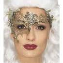 Deluxe Metal Filigree Half Eyemask Adult Gold Masquerade Accessory 1