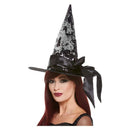 Deluxe Reversible Sequin Witch Hat Black and Silver 1