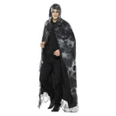 Deluxe Spellbound Decayed Hooded Cape Adult Black Grey Tie Die Horror Costume Accessory 1