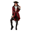 Swashbuckler Pirate Lady Costume Burgundy Jacket Leggings Neck Ruffle and Hat 1