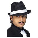 Deluxe Trilby Hat Adult Black and White Pinstripe White Band Gangster Costume Accessory 1