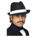 Deluxe Trilby Hat Adult Black and White Pinstripe White Band Gangster Costume Accessory 1