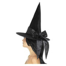 Deluxe Witch Hat Black with Black Bow Adult Costume Accessory 1