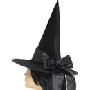 Deluxe Witch Hat Black with Black Bow Adult Costume Accessory 2