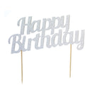 Diamond Cake Topper Happy Bday Silver 1