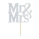 Diamond Cake Topper Silver Mr and Mrs 1