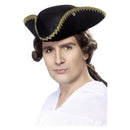 Dick Turpin Tricorn Hat Black Felt Pirate Costume Accessory 1