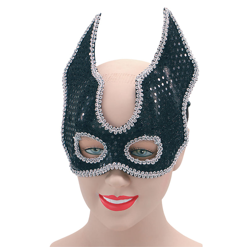 Black Sequin Half Face & Hband Eye Masks Unisex_1 EM080