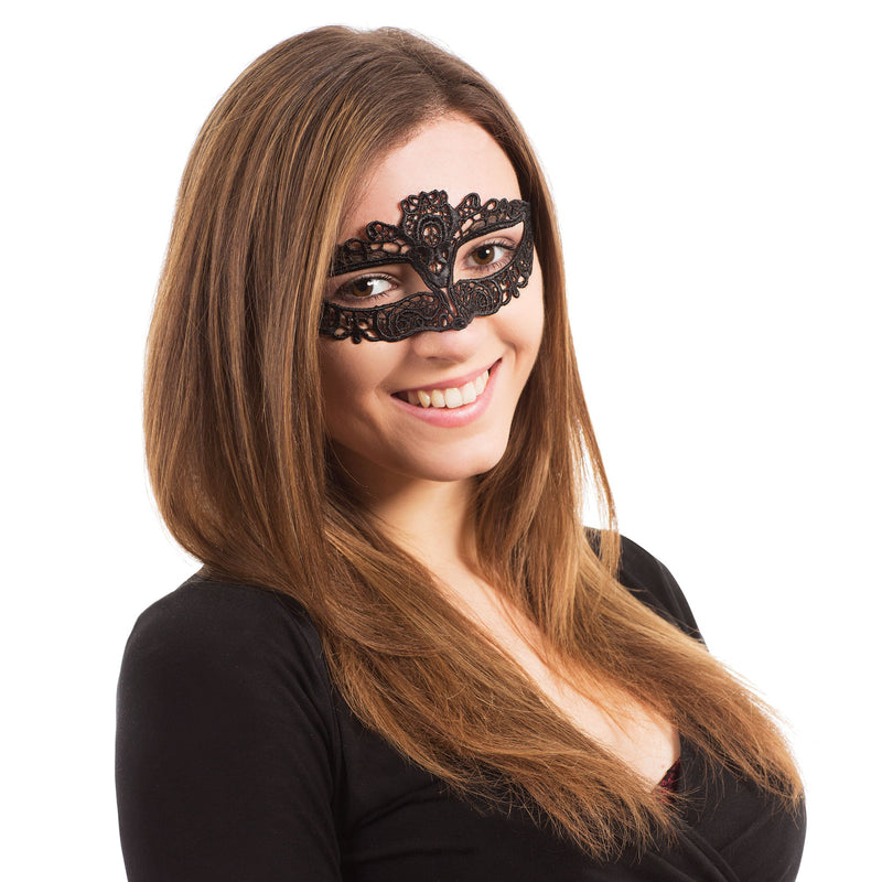 Womens Lace Eyemask Ribbon Tie Slimline Eye Masks Female Halloween Costume_1 EM096