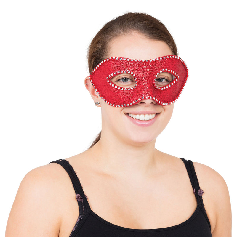 Red Eyemask With Diamonds + Ribbon Tie Eye Masks_1 EM115