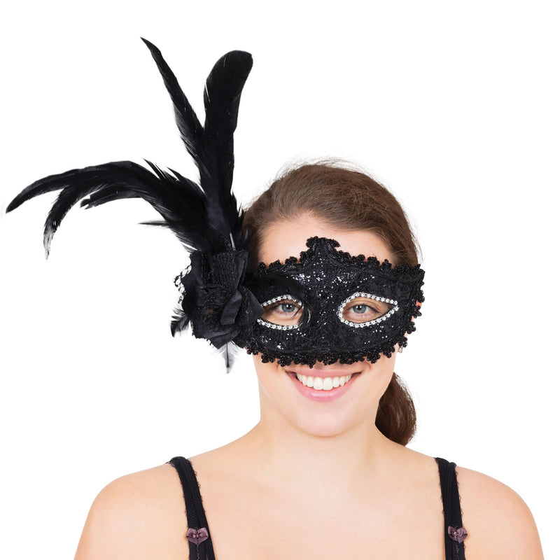 Black Tall Feather Eyemask Eye Masks_1 EM122