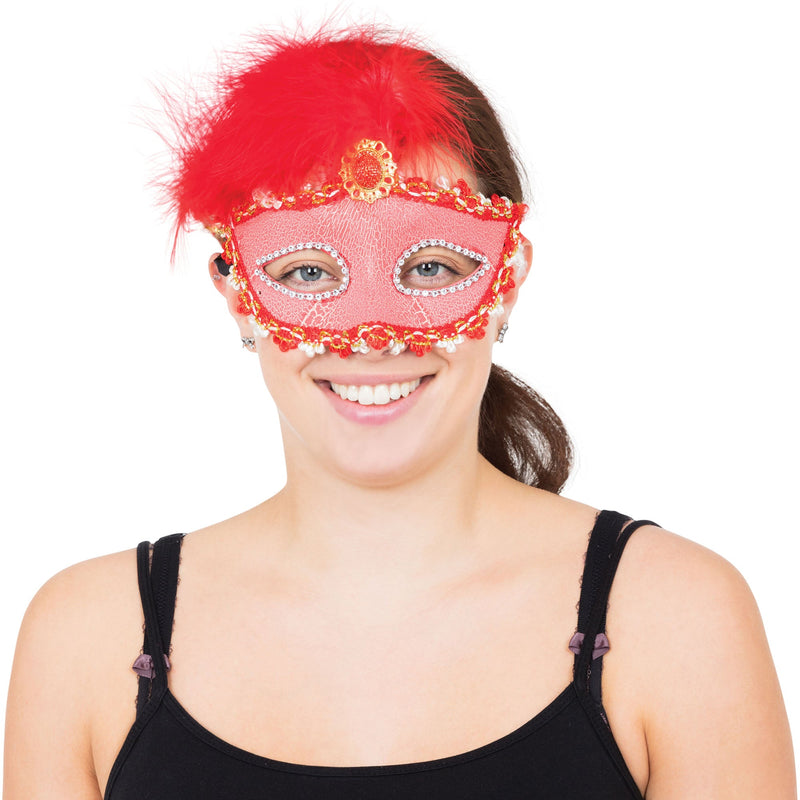 Red Tall Feather Eyemask Eye Masks_1 EM123