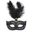 Black Eyemask With Tall Feather + Stone_1 EM129