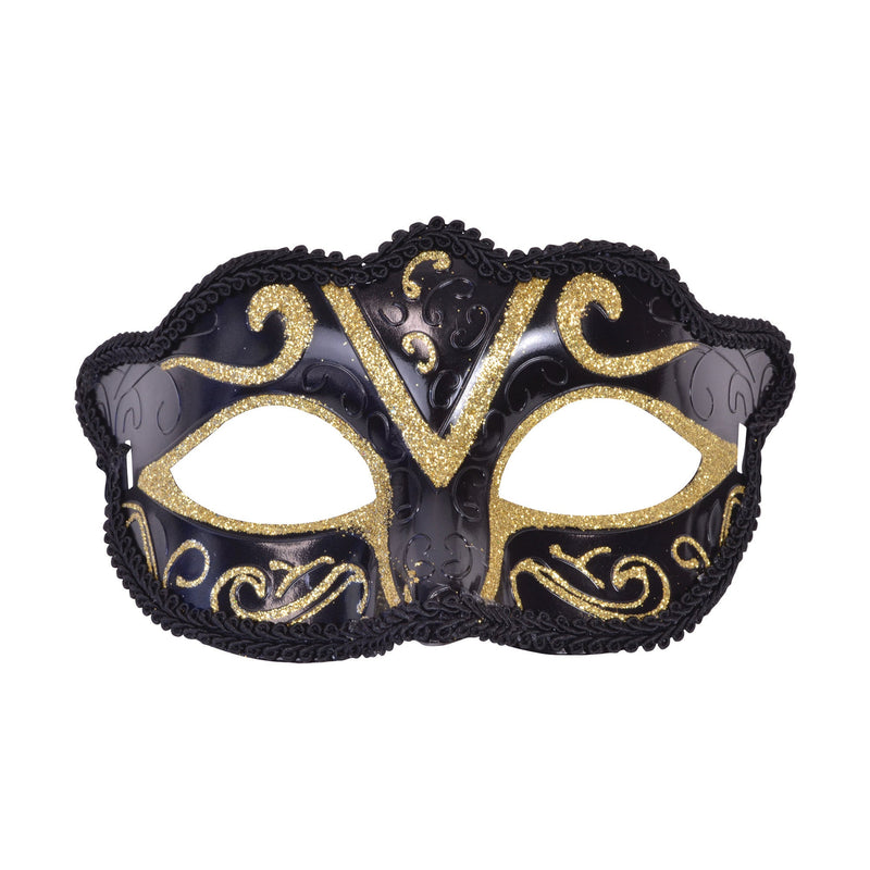Eyemask Plastic Black Gold Glitter_1 EM134