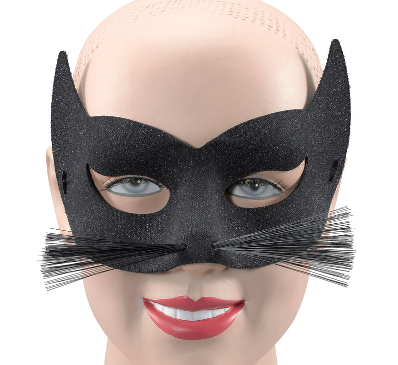Womens Glitter Cat + Whiskers Eye Mask Masks Female Halloween Costume_1 EM324