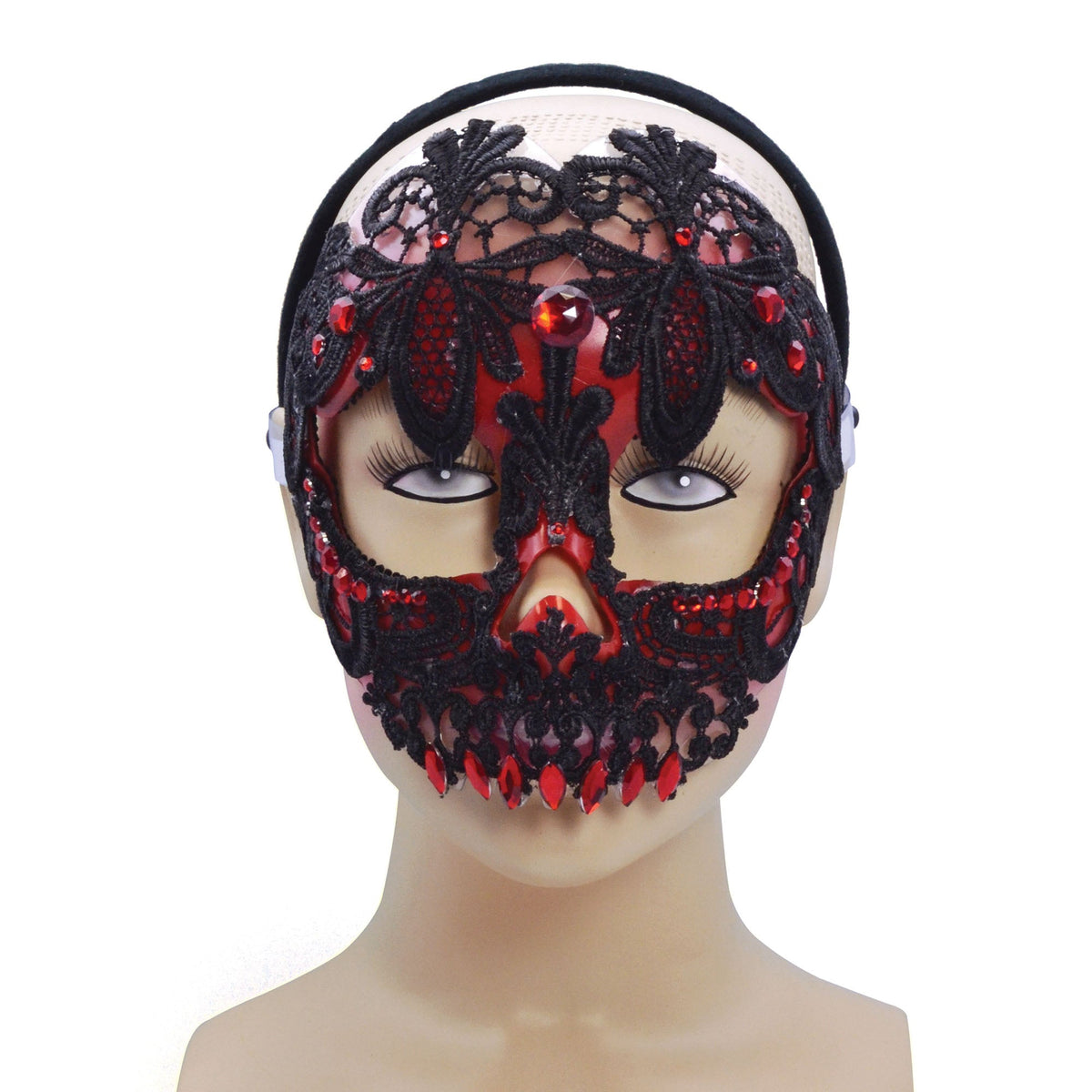 Womens Sugar Skull Black Headband Eye Masks Female Halloween Costume Womens Sugar Skull Black Headband Eye Masks Female Halloween Costume