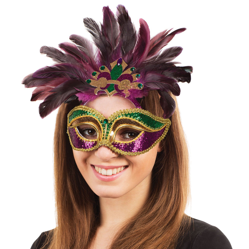 Carnival Purple Green Gold+feathers G F Eye Masks Unisex_1 EM766