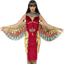 Egyptian Goddess Costume Adult Red Gold Dress Wings Collar Headpiece 1