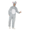 Elephant Costume Adult Grey Jumpsuit with Hood Tail 2
