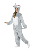 Elephant Costume Adult Grey Jumpsuit with Hood Tail 3
