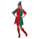 Elf Costume Ladies Red Green Tunic with Bells and Hat 1