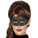Embroidered Lace Filigree Eyemask Adult Black Masquerade Costume Accessory 2
