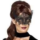 Embroidered Lace Filigree Swirl Black Masquerade Eye Mask 2