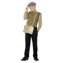 Evacuee Boy Kit Kids Green Jumper With Attached Shirt Grey Hat Bag and Tag 1
